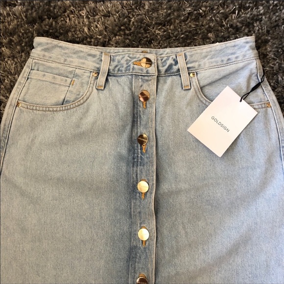 NWT Goldsign Button Up Denim skirt - Picture 3 of 7